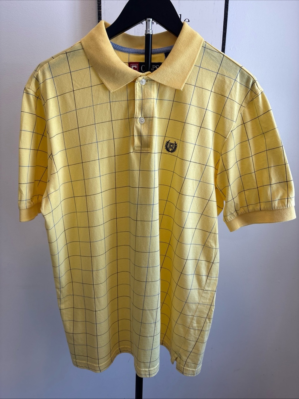 Chaps Yellow Windowpane Polo